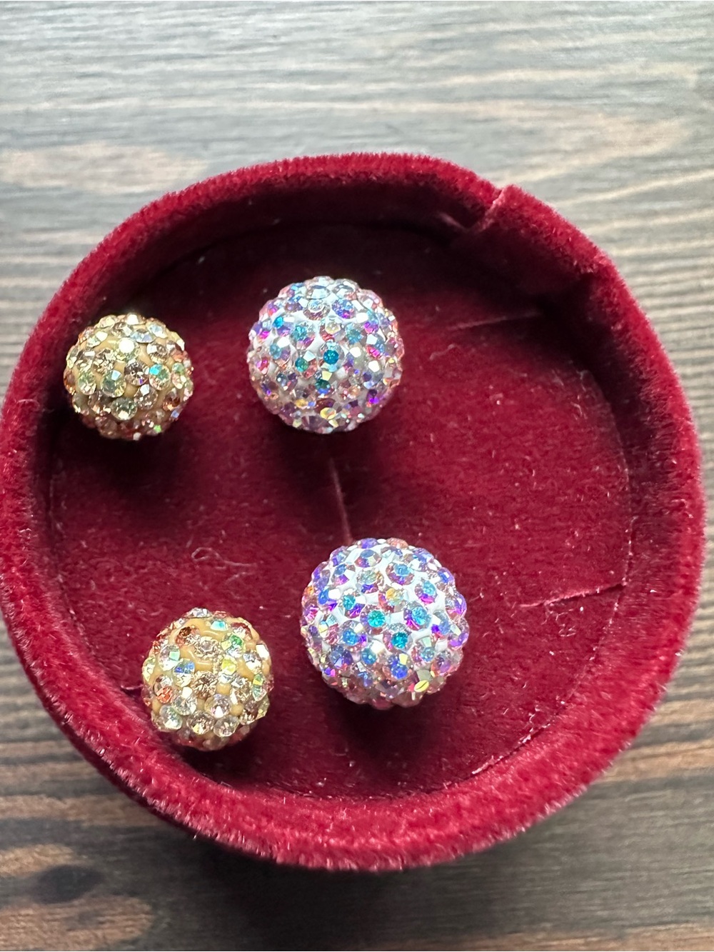 Hillberg &Berk Aurora Borealis and gold sparkle ball earrings
